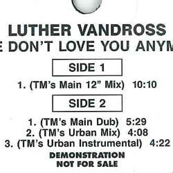 画像2: LUTHER VANDROSS / LOVE DON'T LOVE YOU ANYMORE (USプロモ/4VER) [◎中古レア盤◎激レア！極少量配布USプロモ！フロア圧巻の1発！]