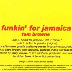 画像2: TOM BROWNE / FUNKIN' FOR JAMAICA 91 (7インチMIX) [◎中古レア盤◎激レア！英国版ジャケ7"MIX！91年+オリジ！]