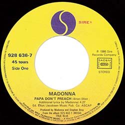 画像2: MADONNA / PAPA DON'T PREACH (7インチ) [◎中古レア盤◎お宝！フランス版ジャケ7"！アルバム未収曲入り！]