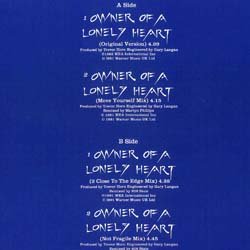 画像2: YES / OWNER OF A LONELY HEART (独原盤/91年MIX) [◎中古レア盤◎お宝！91年リミックス版！CMソング！]