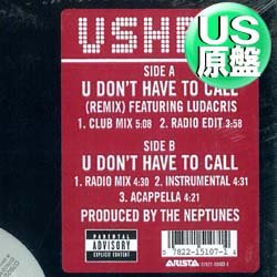 画像1: USHER / U DON'T HAVE TO CALL (米原盤/REMIX) [◎中古レア盤◎お宝！大HITアッシャー！REMIX！]