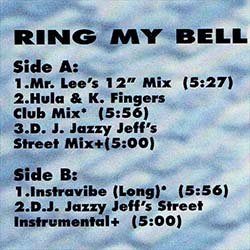 画像2: DJ JAZZY JEFF & FRESH PRINCE / RING MY BELL (米原盤/REMIX) [◎中古レア盤◎お宝！コレは原盤！ANITA WARD使い！REMIX版！]