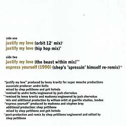 画像2: MADONNA / EXPRESS YOURSELF & JUSTIFY MY LOVE (米原盤/REMIX) [◎中古レア盤◎コレは原盤！ガガ原曲！豪華2曲版！]
