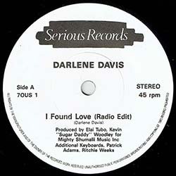 画像2: DARLENE DAVIS / I FOUND LOVE (7インチMIX) [◎中古レア盤◎お宝！P.ADAMS！英国版ジャケ！7"MIX + インスト！]