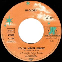 画像2: HI-GLOSS / YOU'LL NEVER KNOW (7インチMIX) [◎中古レア盤◎貴重！滅多に無いドイツ版ジャケ！7"MIX！]