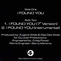 画像2: DEE DEE WILDE / I FOUND YOU (英原盤/3VER) [◎中古レア盤◎激レア！希少ジャケ付！女性VO哀愁ミッドダンクラ最高峰！]