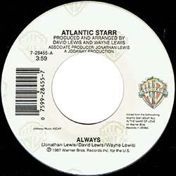 画像2: ATLANTIC STARR / ALWAYS (7インチMIX) [◎中古レア盤◎お宝！US版ジャケ！7"MIX！結婚式！]