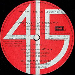 画像2: DURAN DURAN / NOTORIOUS (英原盤/12"MIX) [◎中古レア盤◎お宝！希少な英国版ジャケ付原盤！超大ネタ！80's名曲！]