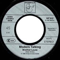 画像2: MODERN TALKING / BROTHER LOUIE (7インチ) [◎中古レア盤◎お宝！ドイツ版ジャケ7"！哀愁ハイエナ名曲！］