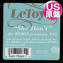 画像1: LETOYA feat NAS / SHE DON'T (米原盤/REMIX) [◎中古レア盤◎お宝！本物のUS原盤！2000年以降の人気レコード！]
