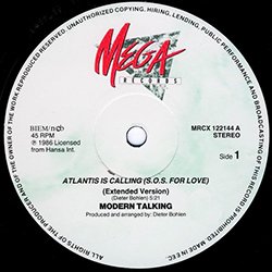 画像2: MODERN TALKING / ATLANTIS IS CALLING (デンマーク原盤/12"MIX) [◎中古レア盤◎激レア！珍しいデンマーク原盤！哀愁80's名曲！]
