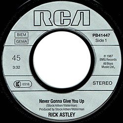 画像3: RICK ASTLEY / NEVER GONNA GIVE YOU UP (7インチ) [◎中古レア盤◎お宝！ドイツ版ジャケ7"！インスト入り！]