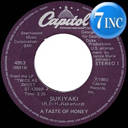 画像1: A TASTE OF HONEY / SUKIYAKI (7インチMIX) [◎中古レア盤◎お宝！本物のUS原盤7"！上を向いて歩こう！]