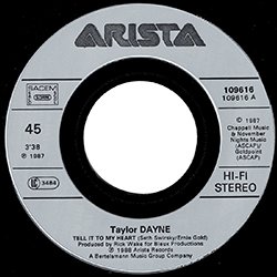 画像2: TAYLOR DAYNE / TELL IT TO MY HEART (7インチ) [◎中古レア盤◎お宝！フランス版ジャケ7"！インスト入り！]