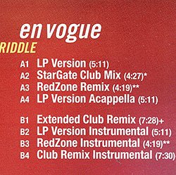 画像2: EN VOGUE / RIDDLE (独原盤/REMIX) [◎中古レア盤◎お宝！ドイツ版ジャケ！ヨーロッパREMIX！内容違い！]
