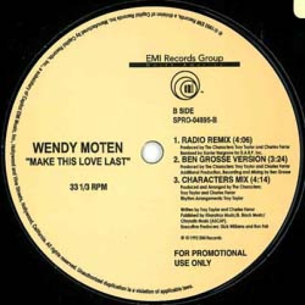 画像2: WENDY MOTEN / MAKE THIS LOVE LAST (全2曲) [■廃盤■お宝！滅多に無し！少量生産！なんと12インチ版！] (2)