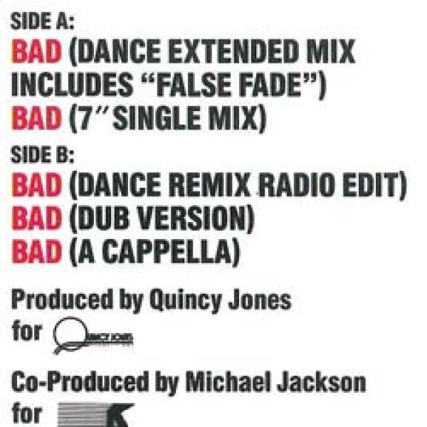 画像2: MICHAEL JACKSON / BAD (米原盤/5VER) [◎中古レア盤◎激レア！本物のジャケ付US原盤！ロングMIX！] (2)