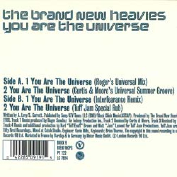 画像2: BRAND NEW HEAVIES / YOU ARE THE UNIVERSE (英原盤/REMIX) [◎中古レア盤◎お宝！本物の原盤！爽快R&Bハウス！] (2)