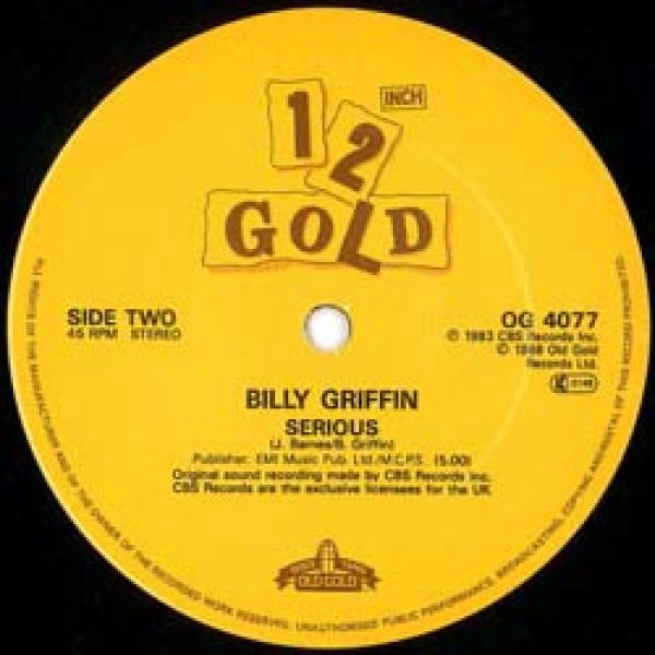 画像3: BILLY GRIFFIN / HOLD ME TIGHTER IN THE RAIN & SERIOUS (全2曲) [◎中古レア盤◎お宝！高音質版！豪華2曲！80'sアーバン！] (3)