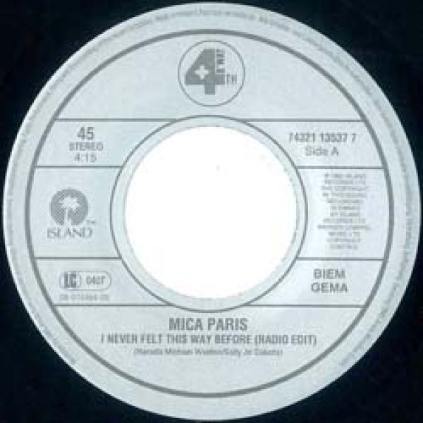 画像3: MICA PARIS / I NEVER FELT LIKE THIS BEFORE (7インチMIX) [◎中古レア盤◎なんと新品！オランダ版ジャケ7"MIX！] (3)