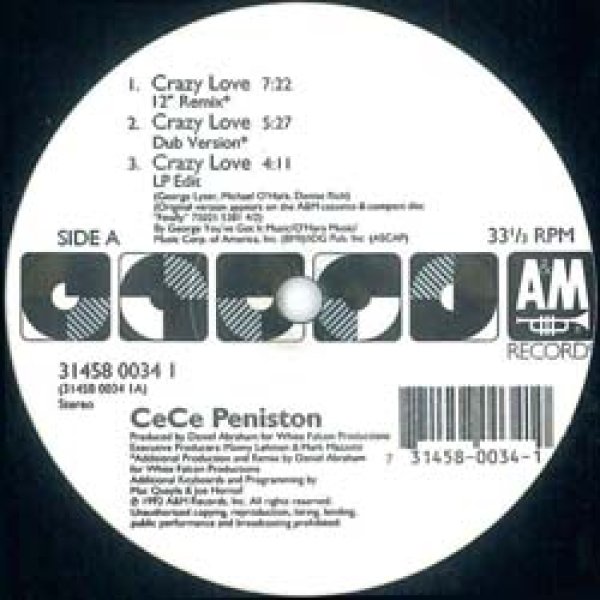 画像3: CE CE PENISTON / CRAZY LOVE (米原盤/REMIX) [◎中古レア盤◎お宝！シュリンク&ステッカー付！本物の原盤！] (3)