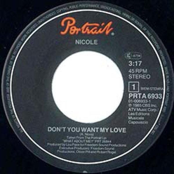 画像2: NICOLE / DON'T YOU WANT MY LOVE (7インチMIX) [◎中古レア盤◎お宝！オランダ版ジャケ！7インチMIX！] (2)