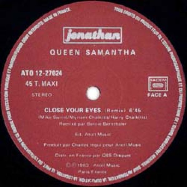 画像3: QUEEN SAMANTHA / CLOSE YOUR EYES (仏原盤/REMIX) [◎中古レア盤◎激レア！究極のお宝！フランス版ジャケ！瞳にファンタジー！] (3)
