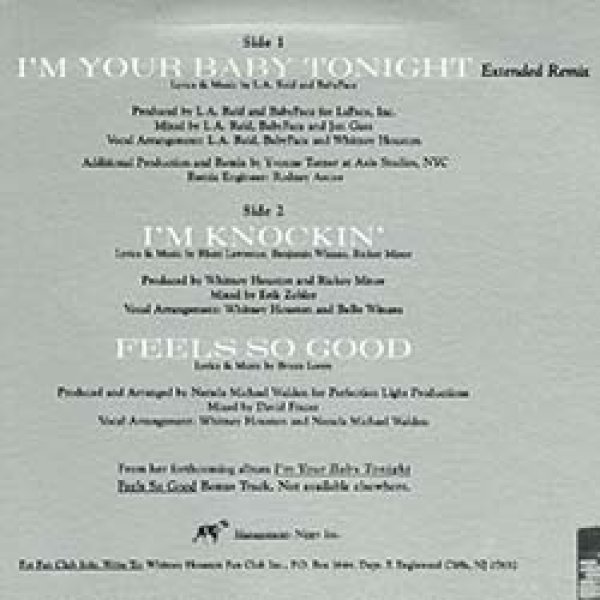 画像2: WHITNEY HOUSTON / I'M YOUR BABY TONIGHT (米原盤/REMIX) [◎中古レア盤◎お宝！コレは原盤！哀愁HOUSE！] (2)
