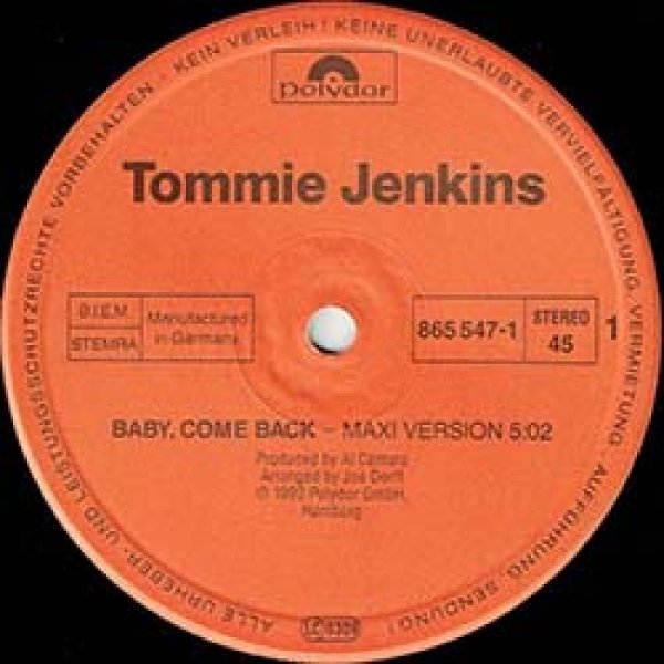 画像3: TOMMIE JENKINS / BABY COME BACK (独原盤/12"MIX) [◎中古レア盤◎鬼レア！幻の初回ジャケ付！ドイツのみ！] (3)