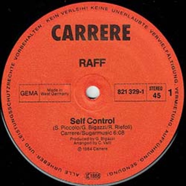 画像2: RAF / SELF CONTROL (独原盤/12"MIX) [◎中古レア盤◎激レア！西ドイツ版ジャケ！ラップが入るMIXがコレ！] (2)