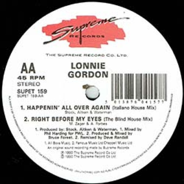画像4: LONNIE GORDON / HAPPENIN' ALL OVER AGAIN (英原盤/全2曲) [◎中古レア盤◎激レア！超哀愁イタロ！貴重ジャケ！] (4)