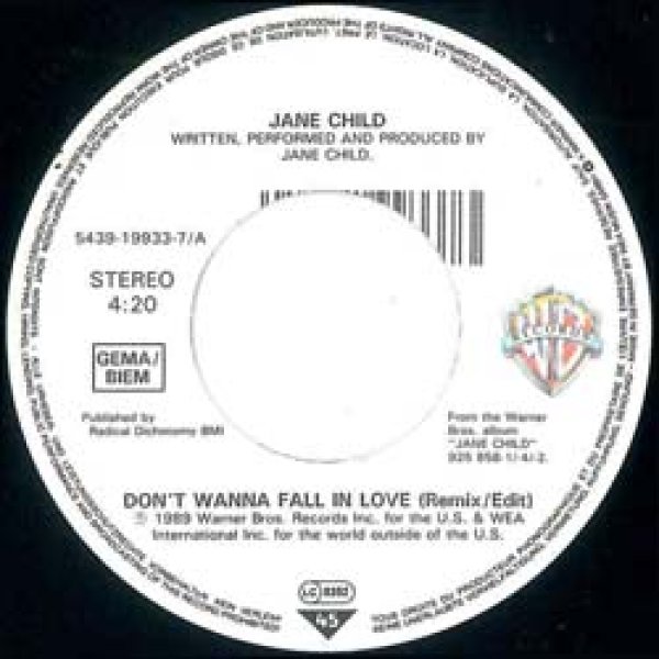 画像4: JANE CHILD / DON'T WANNA FALL IN LOVE (7インチMIX) [◎中古レア盤◎お宝！奇跡の新品 ！ドイツ盤のみ！エディットMIXがコレ！] (4)