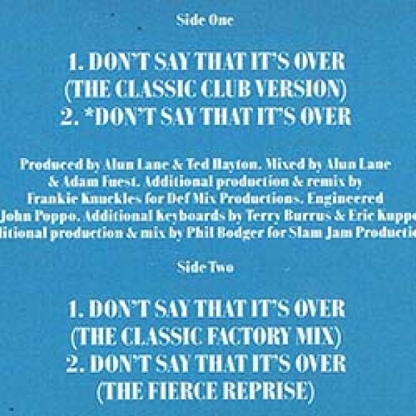 画像2: AZIZI / DON'T SAY THAT IT'S OVER (英原盤/12"MIX) [◎中古レア盤◎お宝！英国オンリー！ジャケ付原盤！フランキー傑作！] (2)