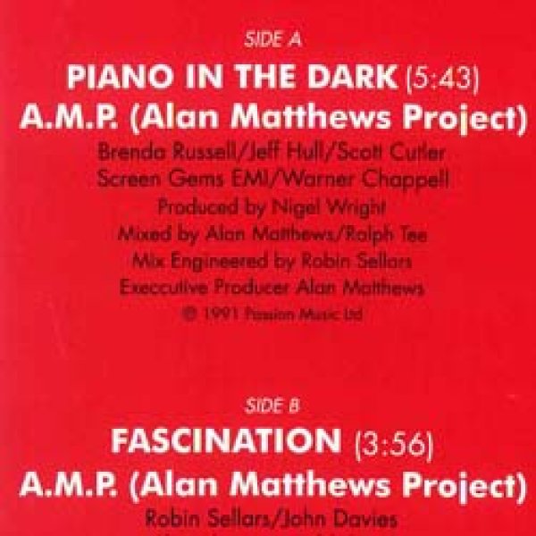 画像2: A.M.P. / PIANO IN THE DARK (12"MIX/全2曲) [◎中古レア盤◎お宝！希少ジャケ付！あの名曲を極上カバー！] (2)