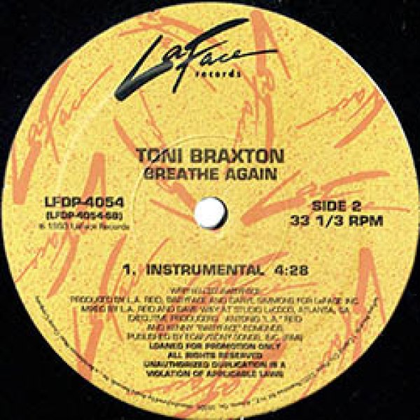 画像2: TONI BRAXTON / BREATHE AGAIN (USプロモ/インスト入り) [◎中古レア盤◎激レア！マニア品！インストはアメプロのみ！] (2)