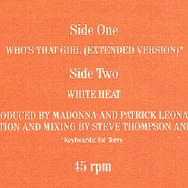画像2: MADONNA / WHO'S THAT GIRL (米原盤/12"MIX) [◎中古レア盤◎お宝！ジャケ付原盤！映画主題歌！DUB入り！] (2)