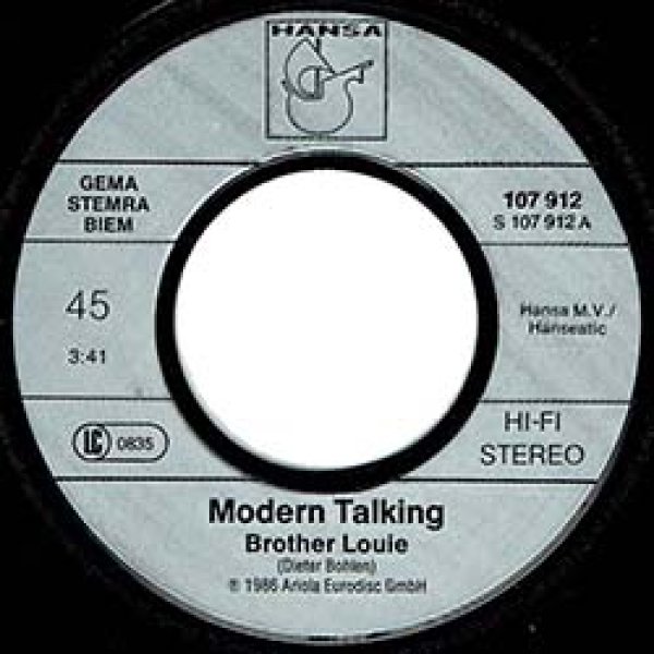 画像2: MODERN TALKING / BROTHER LOUIE (7インチ) [◎中古レア盤◎お宝！ドイツ版ジャケ7"！哀愁ハイエナ名曲！］ (2)