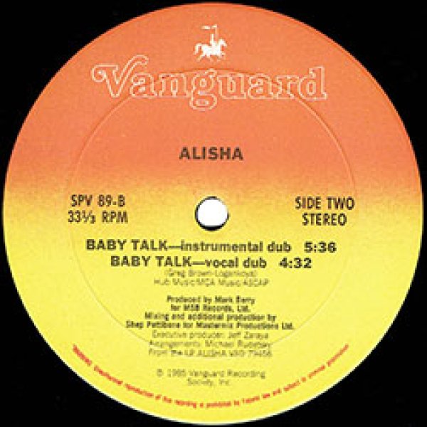 画像2: ALISHA / BABY TALK (米原盤/12"MIX) [◎中古レア盤◎お宝！コレはUS原盤！スペシャルMIX + DUB！] (2)