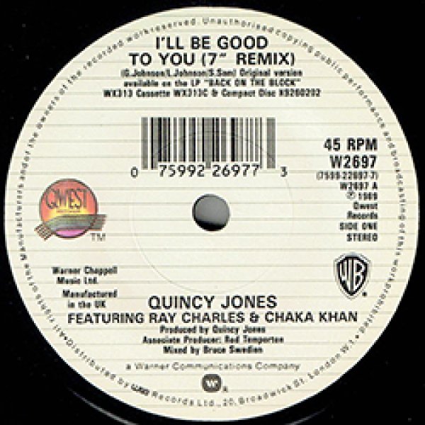 画像2: QUINCY JONES feat RAY CHARLES & CHAKA KHAN / I'LL BE GOOD TO YOU (7インチMIX) [◎中古レア盤◎お宝！英国版ジャケ7"MIX！] (2)