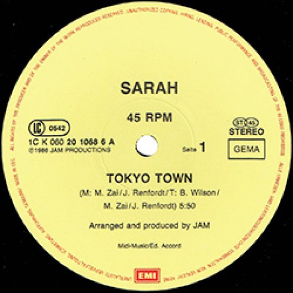画像2: SARAH / TOKIO TOWN (独原盤/12"MIX) [◎中古レア盤◎激レア！美A級品！ジャケ付原盤！森恵「東京街」原曲！] (2)