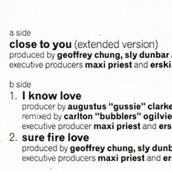 画像2: MAXI PRIEST / CLOSE TO YOU + 2曲 (全3曲) [◎中古レア盤◎お宝！ジャケ付！不滅の90's名曲！内容違い！] (2)