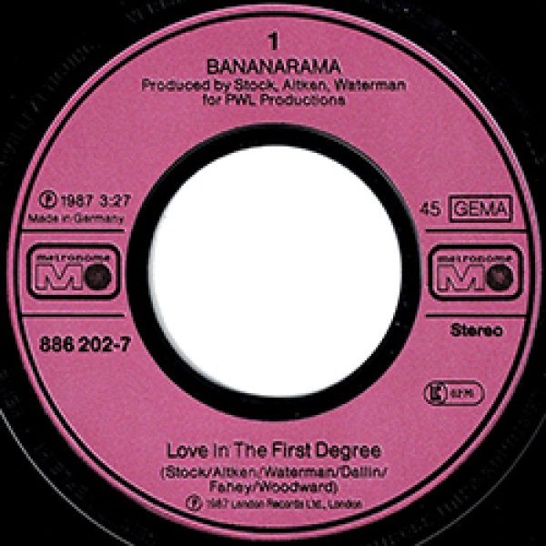 画像2: BANANARAMA / LOVE IN THE FIRST DEGREE (7インチ) [◎中古レア盤◎お宝！ドイツ版ジャケ7"！B面アルバム未収曲！] (2)