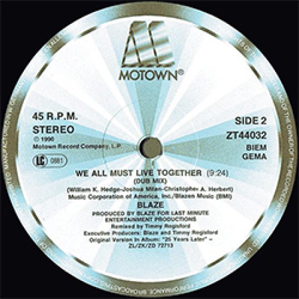 画像4: BLAZE / WE ALL MUST LIVE TOGETHER (独原盤/12"MIX) [◎中古レア盤◎お宝！ドイツ版ジャケ原盤！内容違い！] (4)