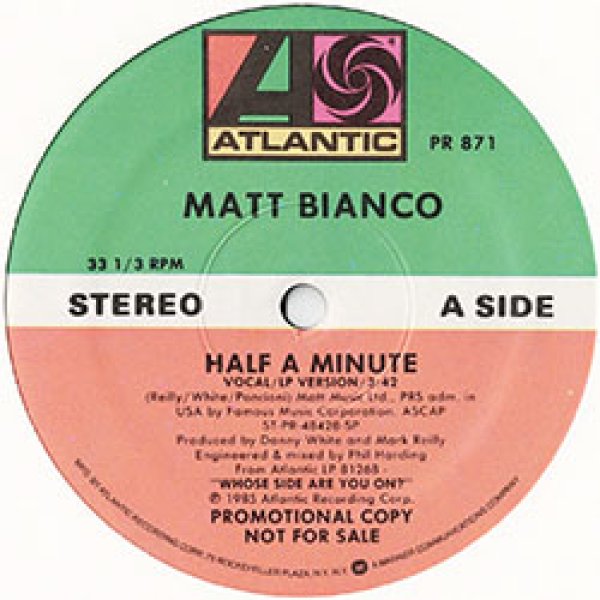 画像2: MATT BIANCO / HALF A MINUTE (USプロモ/LP MIX) [◎中古レア盤◎激レア！非売品ステッカー付！USプロモオンリー原盤！] (2)