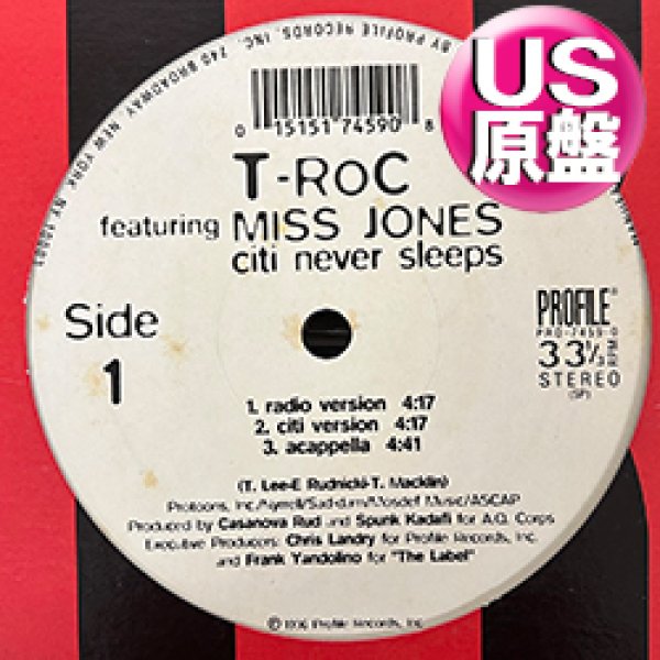 画像1: T-ROC feat MISS JONES / CITI NEVER SLEEPS (米原盤/全2曲) [◎中古レア盤◎お宝！本物のUS原盤！90's ヒップホップ人気レコード！] (1)