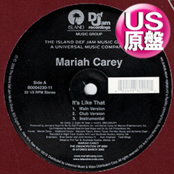 画像1: MARIAH CAREY / IT'S LIKE THAT (米原盤/3VER) [◎中古レア盤◎お宝！本物の原盤！「ダッチョー♪」のアレ！] (1)