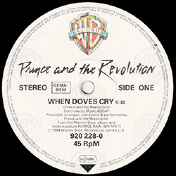 画像2: PRINCE / WHEN DOVES CRY (独原盤/全2曲) [◎中古レア盤◎お宝！滅多に無いドイツ原盤！ビートに抱かれて！] (2)
