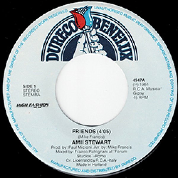 画像2: AMII STEWART / FRIENDS (7インチMIX) [◎中古レア盤◎お宝！オランダ版ジャケ7"MIX！美メロ80's！] (2)