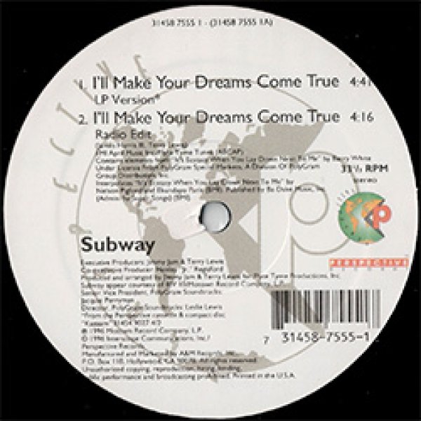 画像2: SUBWAY / I'LL MAKE YOUR DREAMS COME TRUE (米原盤/4VER) [◎中古レア盤◎お宝！シュリンク付原盤！映画サントラ！大ネタ使い！] (2)