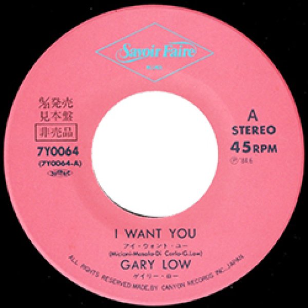 画像2: GARY LOW / アイ・ウォント・ユー (7インチMIX) [◎中古レア盤◎お宝！美品盤！海外高値の日本版ジャケ！7"MIX！] (2)